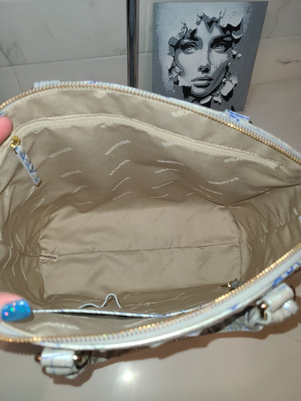 Brahmin NWT Large Duxbury Eggshell Melbourne Leather NWT - Picture 10 of 12